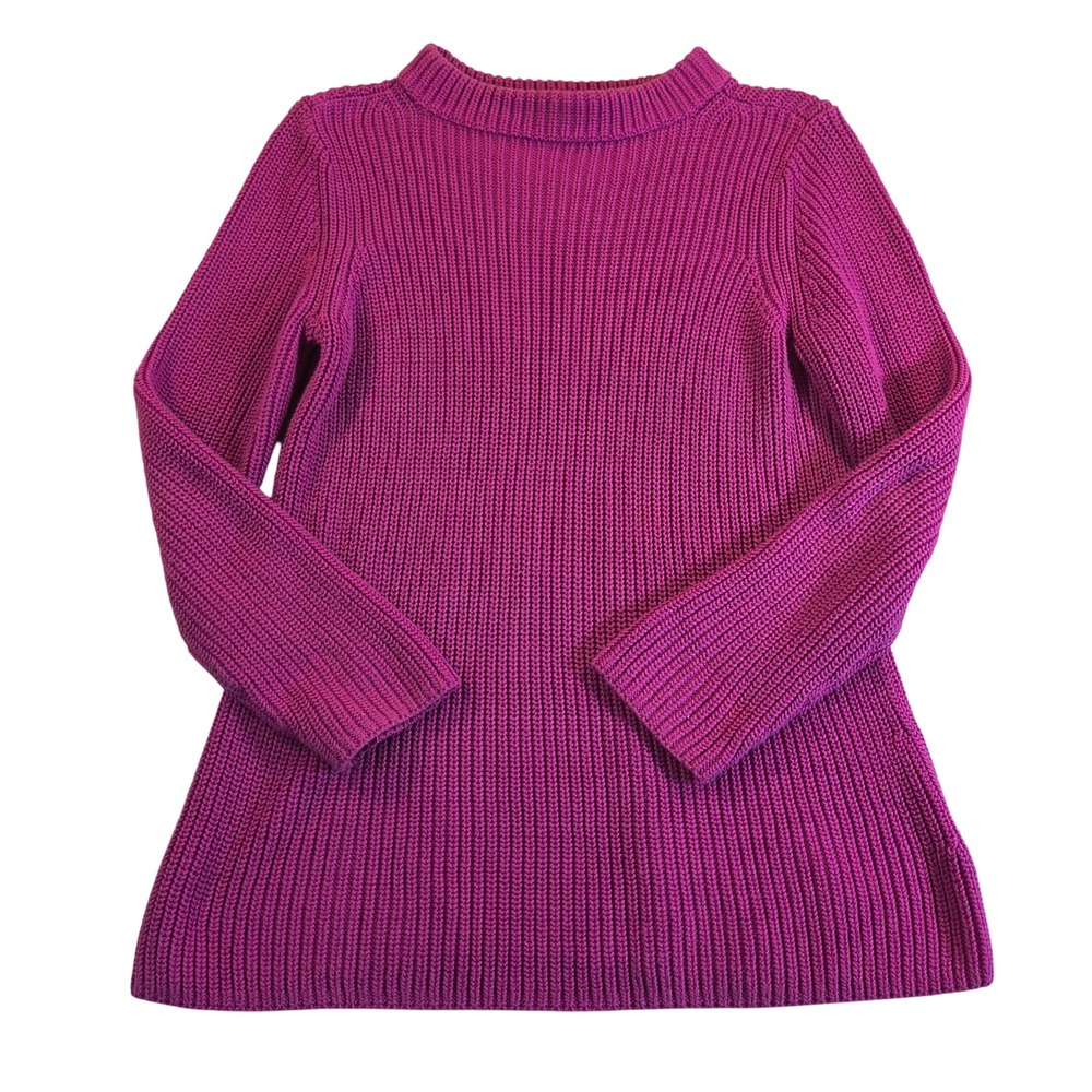 Talbots Petite SP Small Purple Mock Neck Knit Long Sleeve Cotton Sweater
